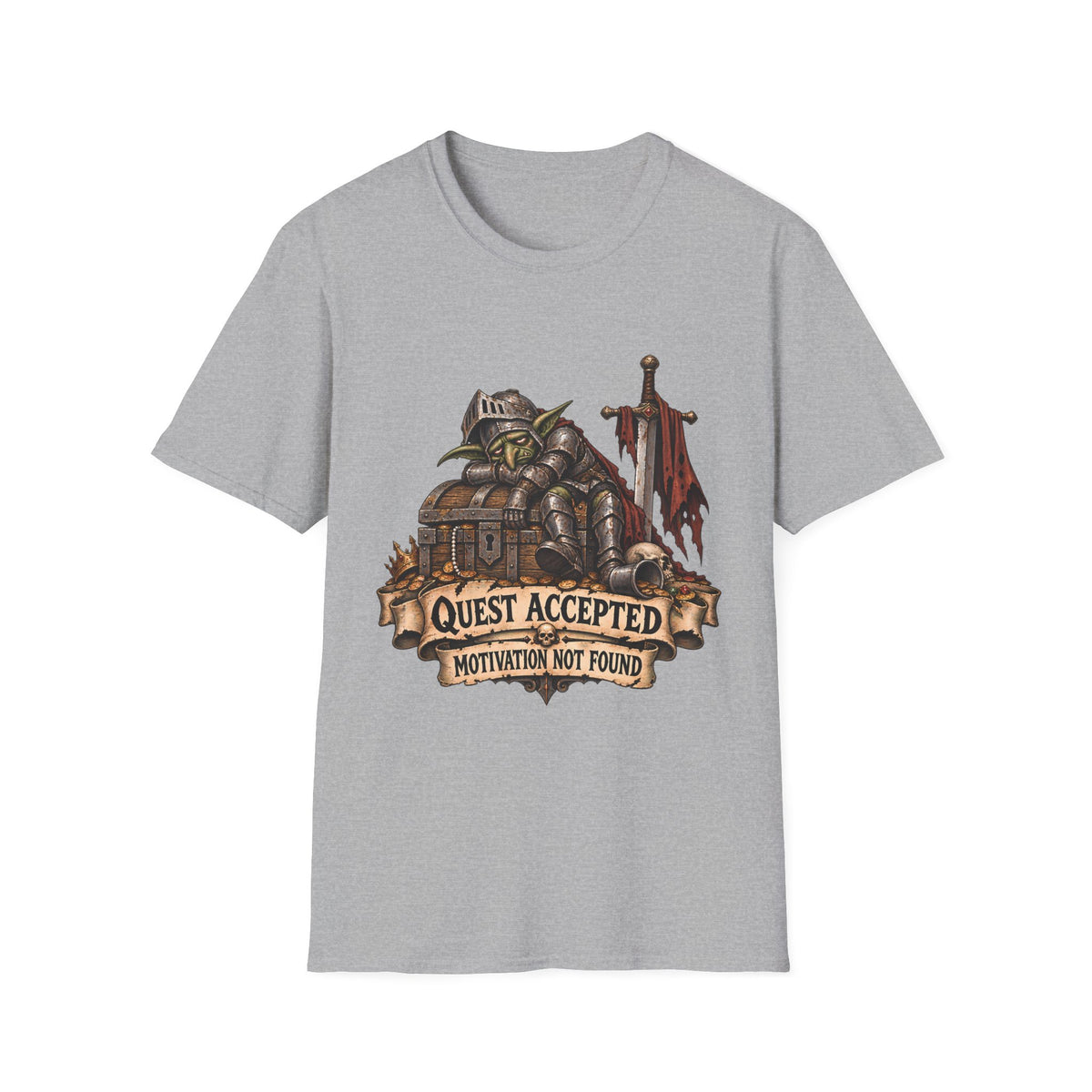 Quest Accepted T‑Shirt | Fantasy Gamer Tee (Motivation Not Found)