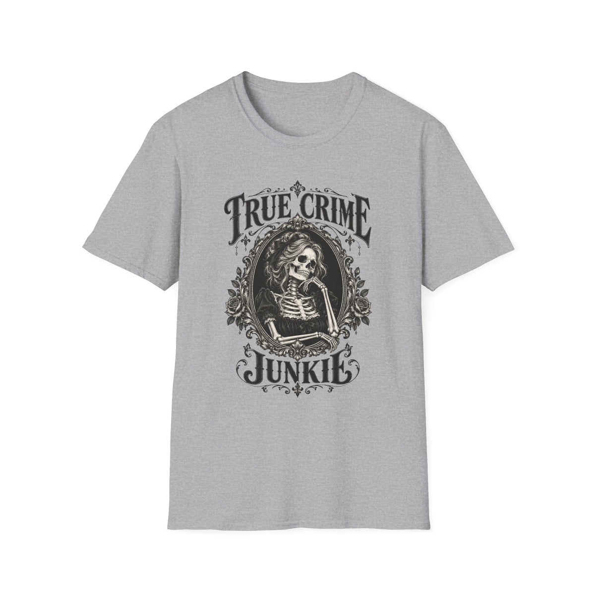 True Crime Junkie | Skeleton Portrait Graphic Tee