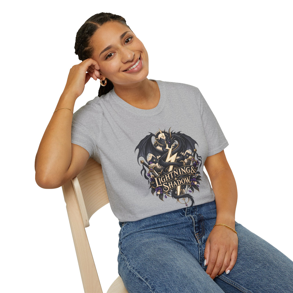 Lightning & Shadow | Onyx Storm Book Inspired Fantasy Dragon T-Shirt