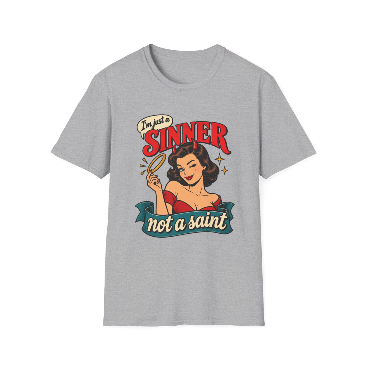 Retro Pinup | I'm Just a Sinner, Not a Saint | Graphic Tee