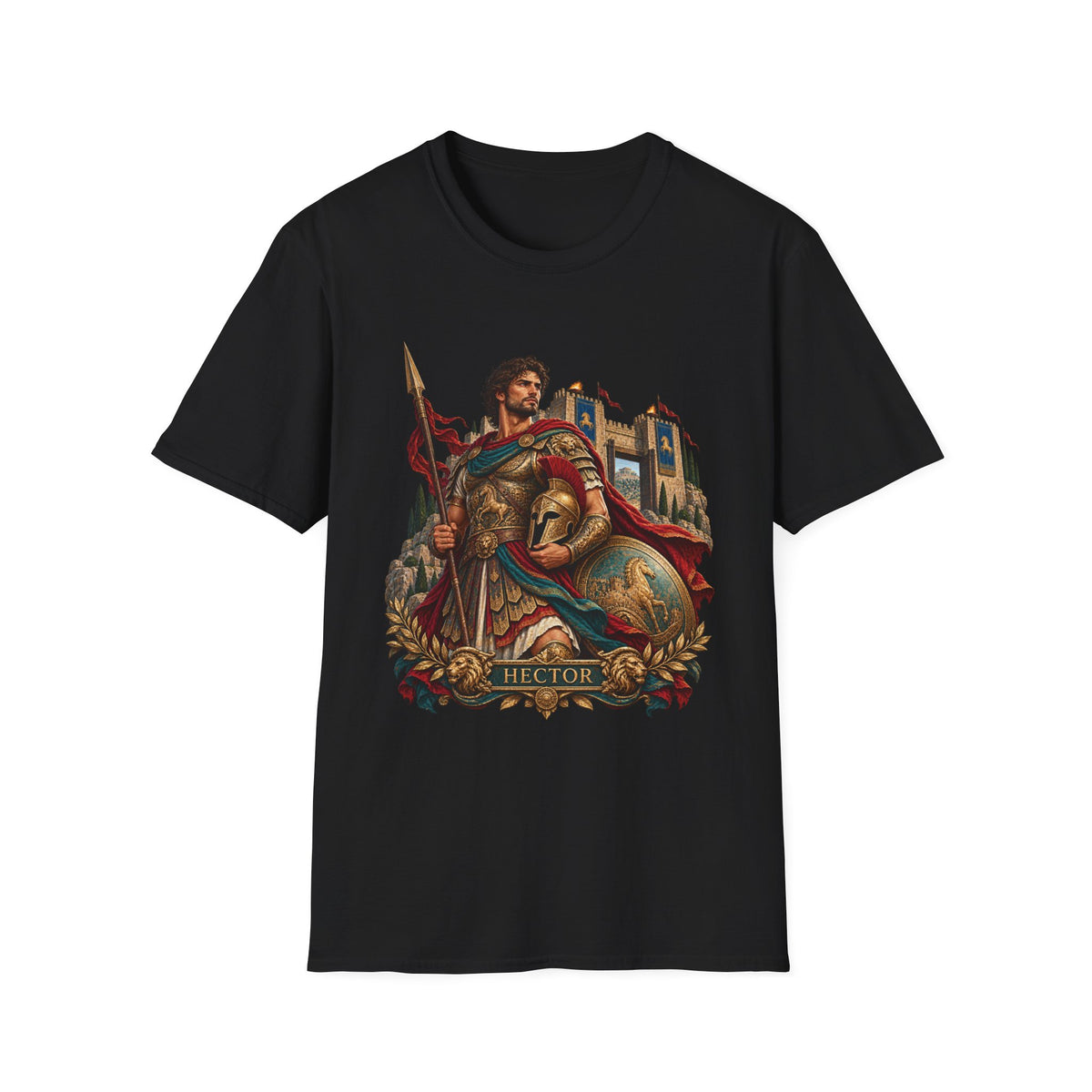Hector Greek Mythology T-Shirt, Trojan War Hero and Gates of Troy