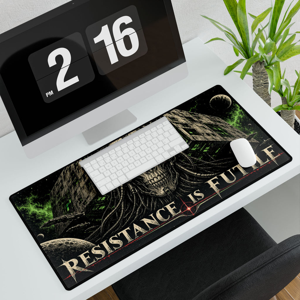 Resistance Is Futile Cyber Skull Gaming Desk Mat