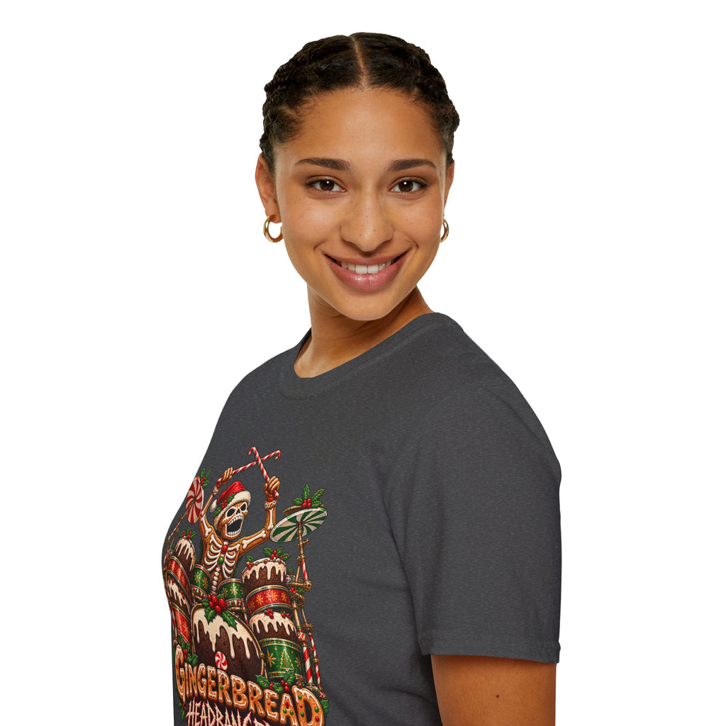 Gingerbread Headbangers | Drummer Christmas T-Shirt
