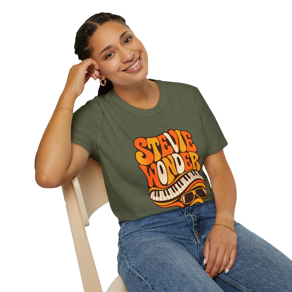 Stevie Wonder Piano Psychedelic Retro Band T-Shirt