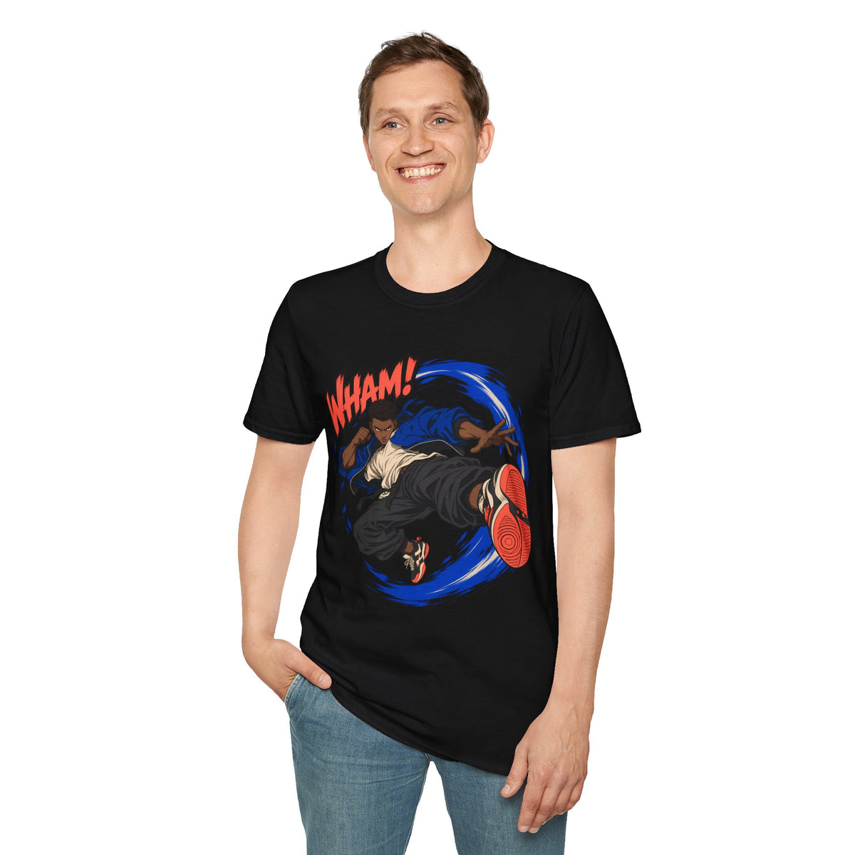 WHAM! | Anime Cartoon Ninja Kick Graphic T Shirt