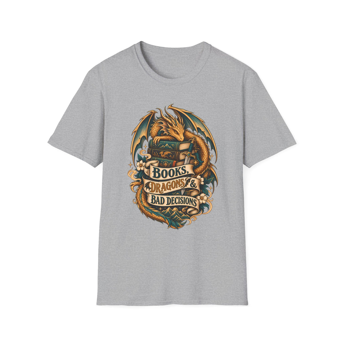 Books, Dragons & Bad Decisions | Fourth Wing Inspired Fantasy Reader T-Shirt