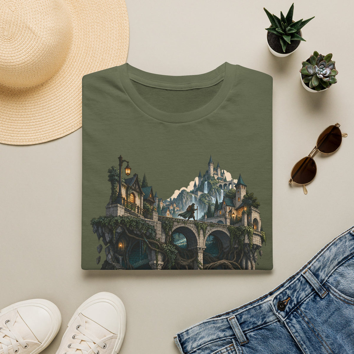 Quests and Adventures | Japanese Style | Anime Fantasy Dragon Castle T Shirt