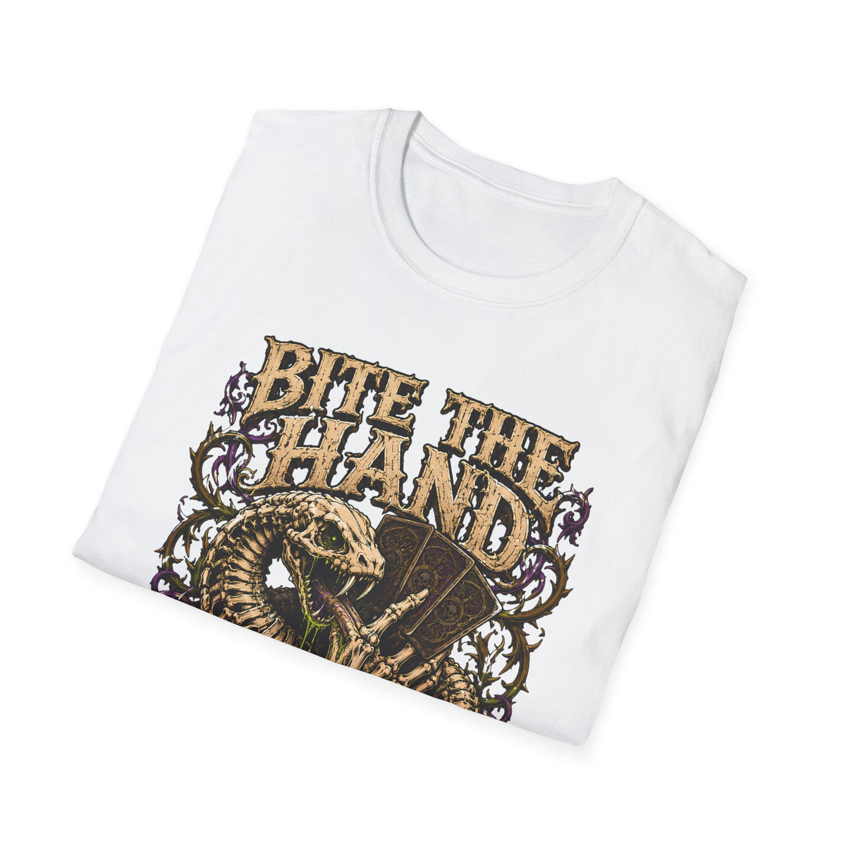 Bite the Hand of Fate Halloween T-Shirt - Vintage Snake Graphic Tee