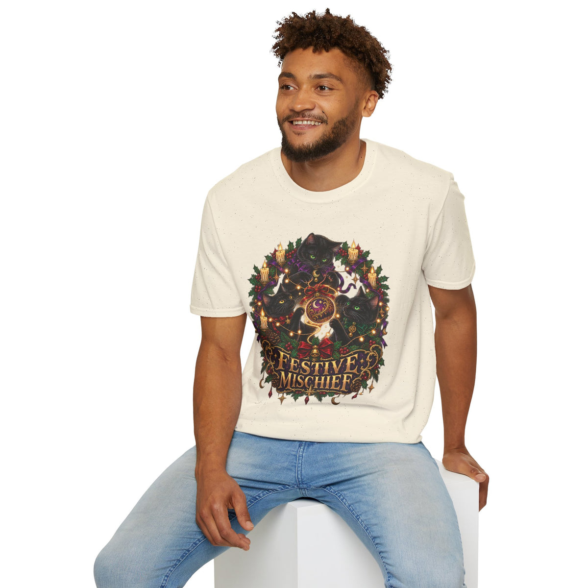 Festive Mischief | Cat Lover Christmas Holiday T-Shirt