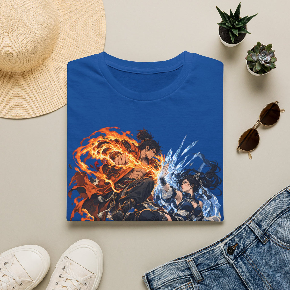 Elemental Battle | Fire vs Ice | Ninja Japanese Fantasy T-Shirt