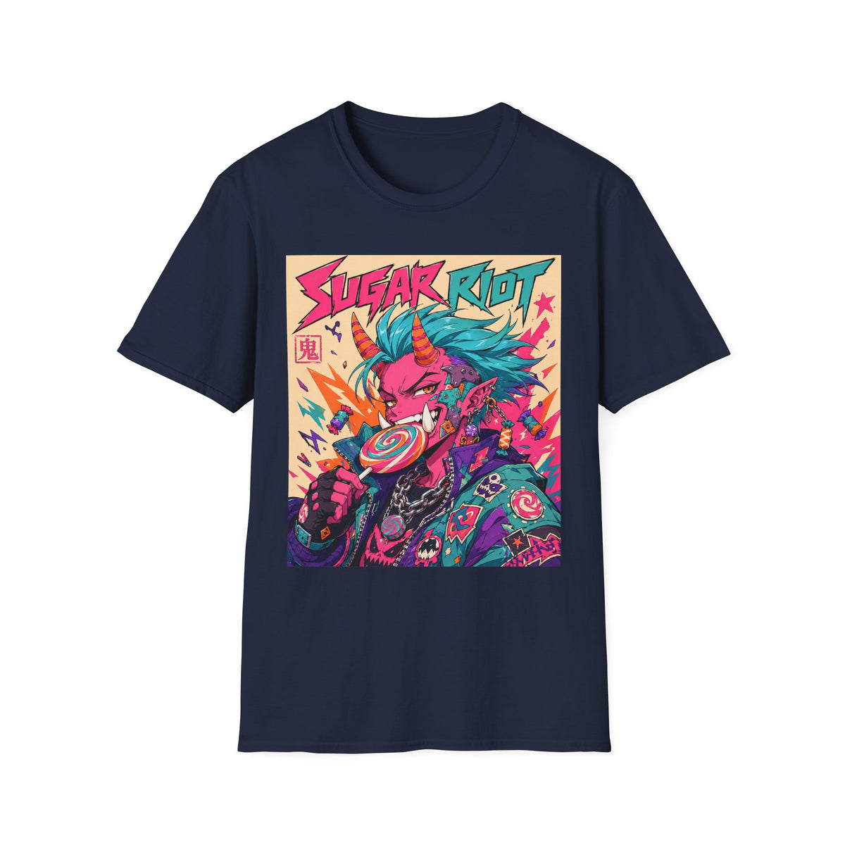 Sugar Riot Demon Anime T-Shirt — Neon Retro Punk Graphic Tee