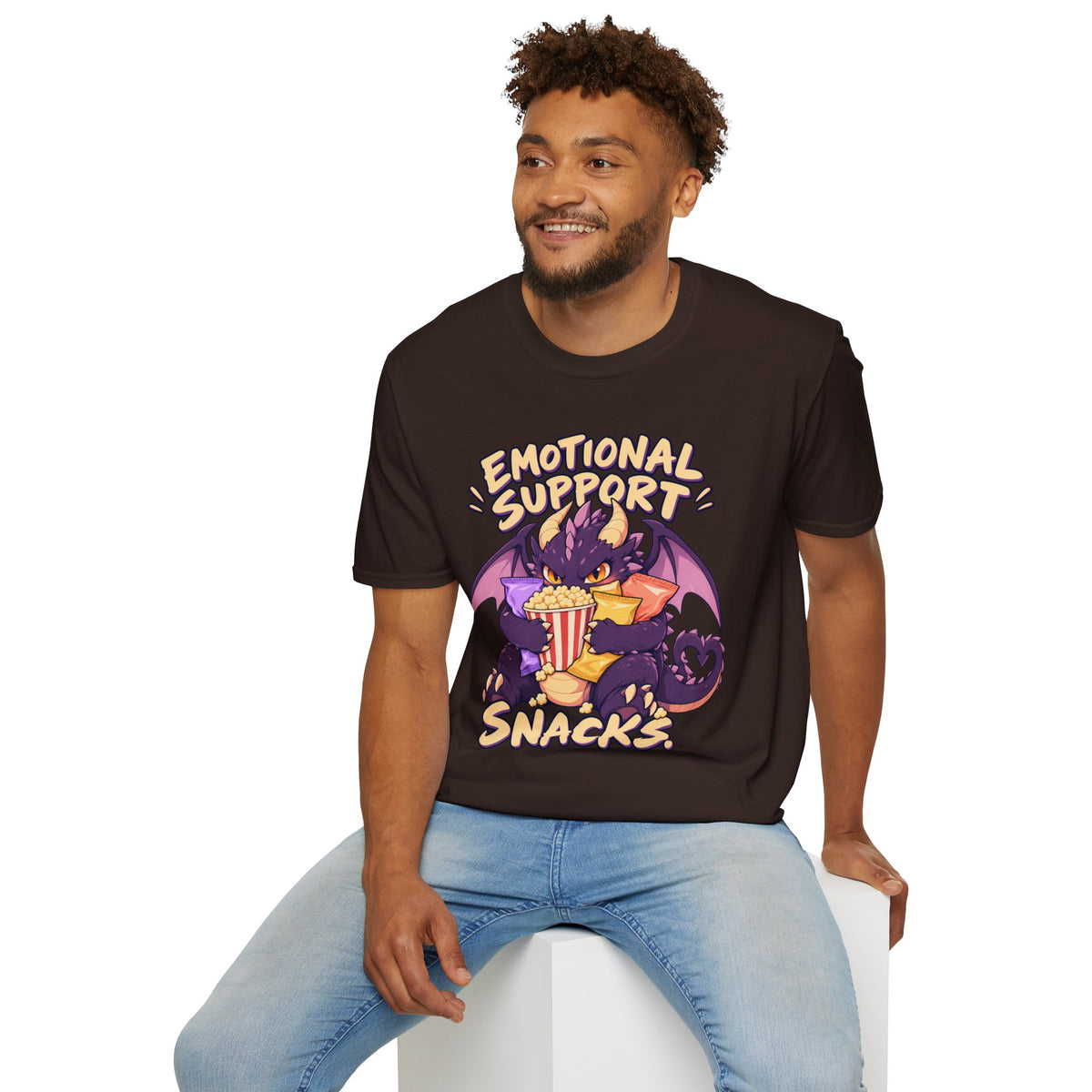 Emotional Support Snacks | Cute Dragon Eating Popcorn Anime Shirt
