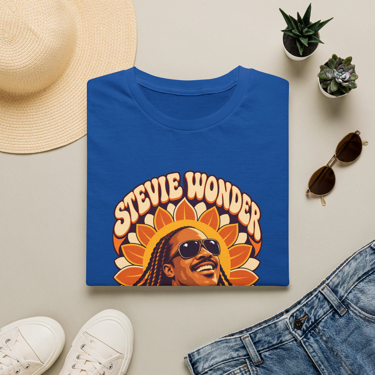 Retro Sunburst Stevie Wonder Music Icon T-Shirt