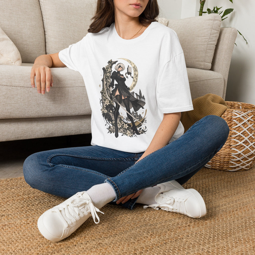 2B | Nie: Automata | Anime Gothic Warrior Moonlight Pin Up T-Shirt