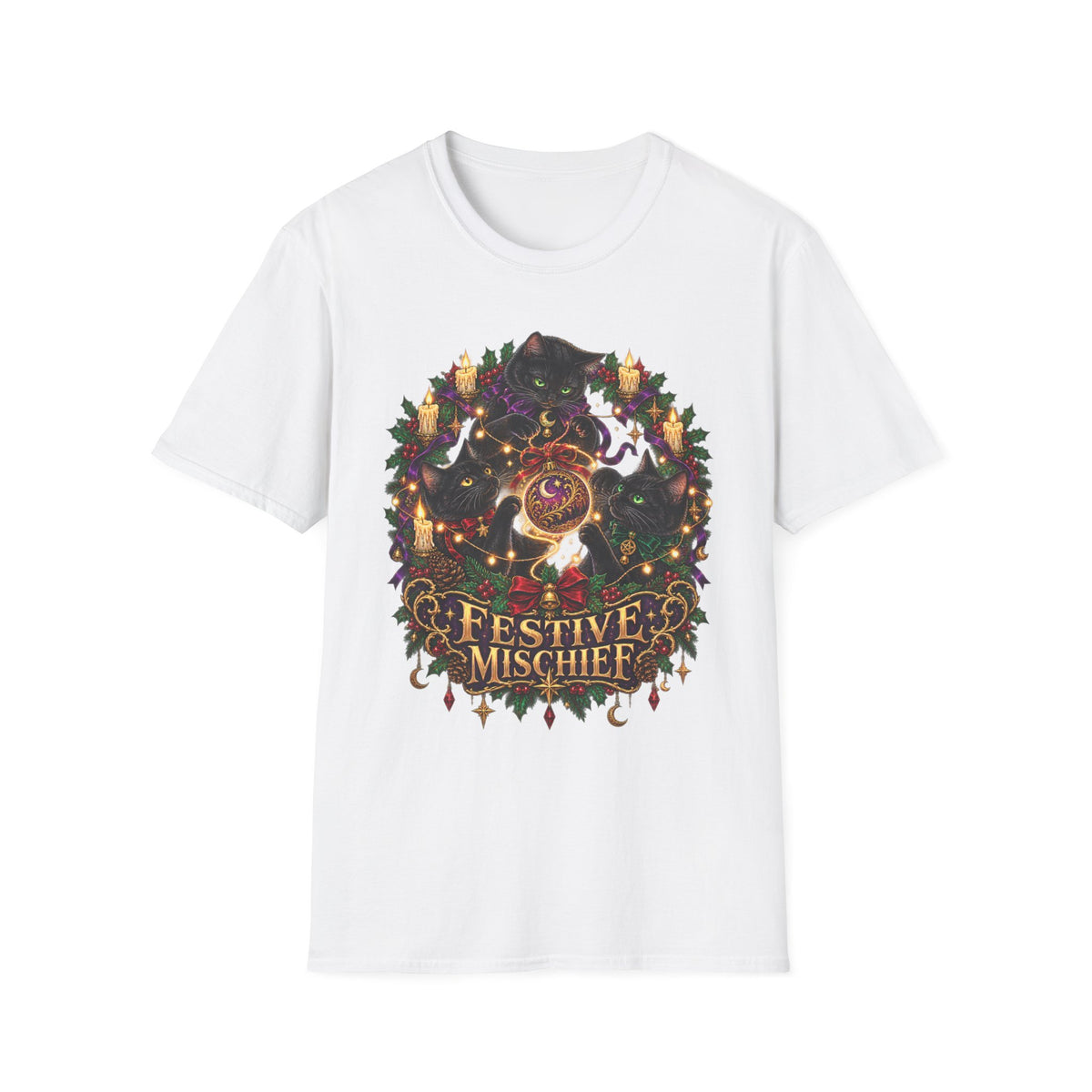 Festive Mischief | Cat Lover Christmas Holiday T-Shirt