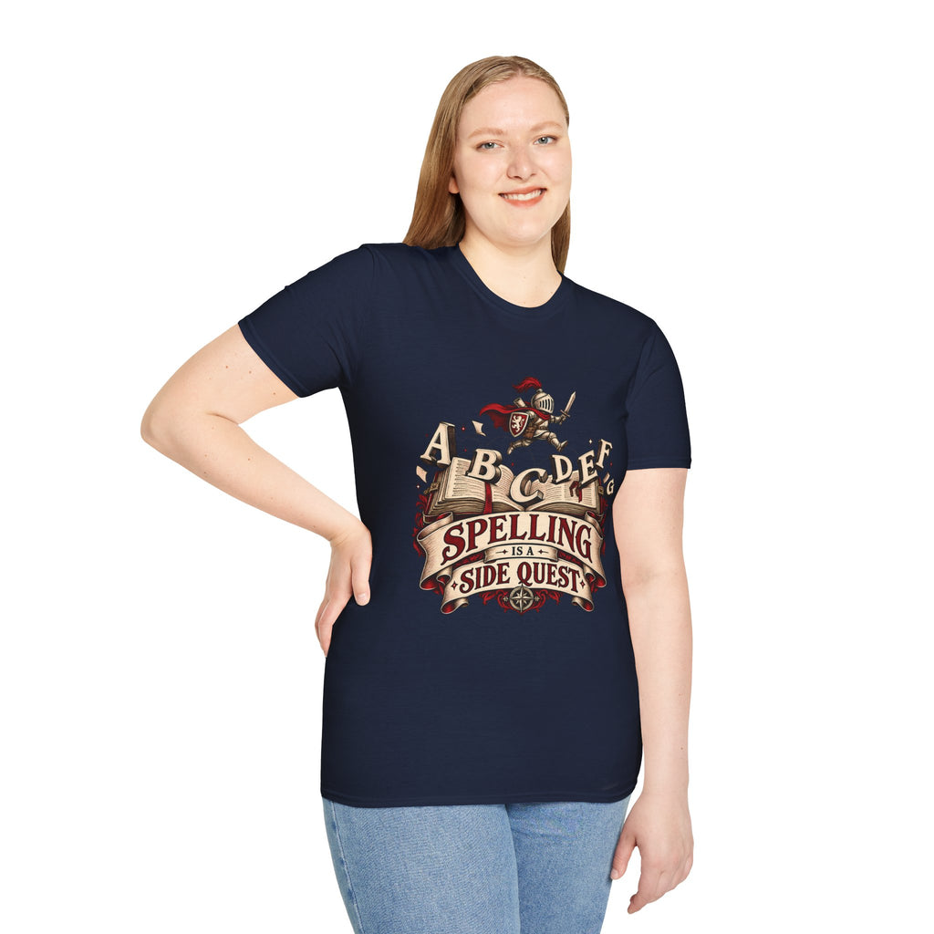 Spelling Is a Side Quest | Funny Spelling & Knight T Shirt
