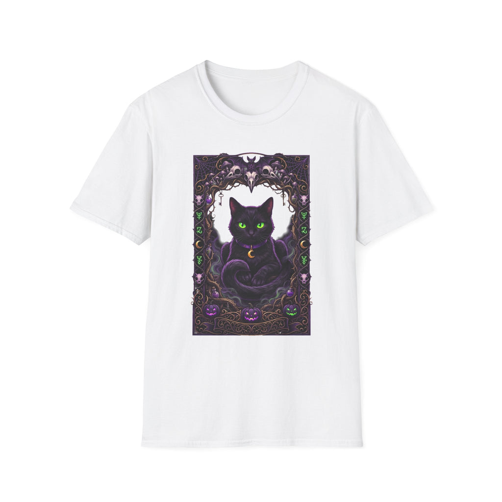 Mystic Green-Eyed Cat Tee - Gothic Occult Cat Graphic T-Shirt