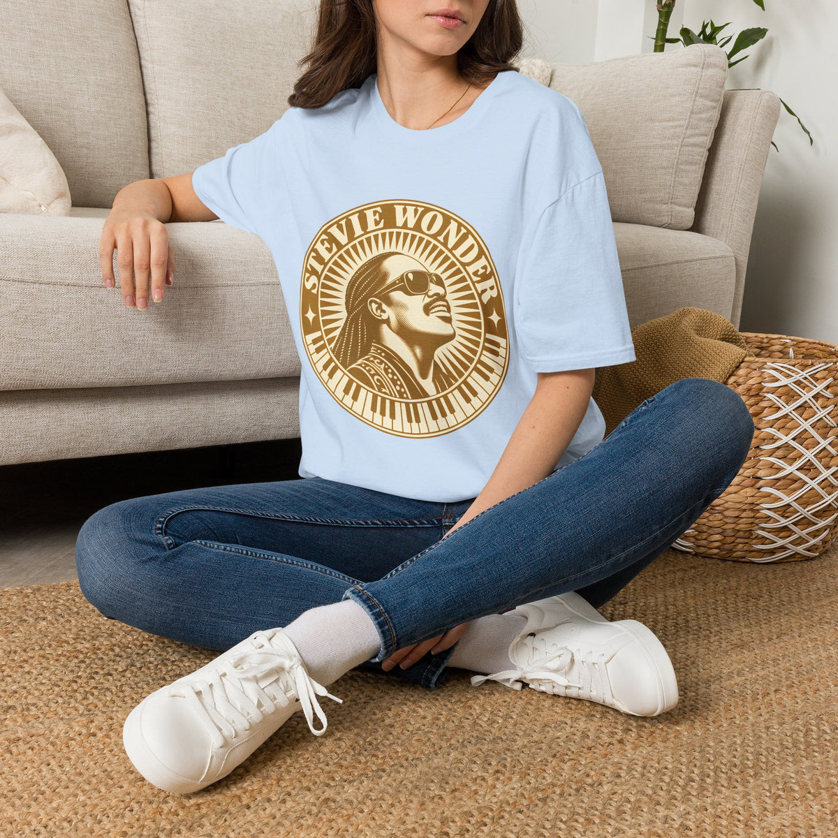 Stevie Wonder Graphic T-Shirt - Vintage Gold Portrait Tee