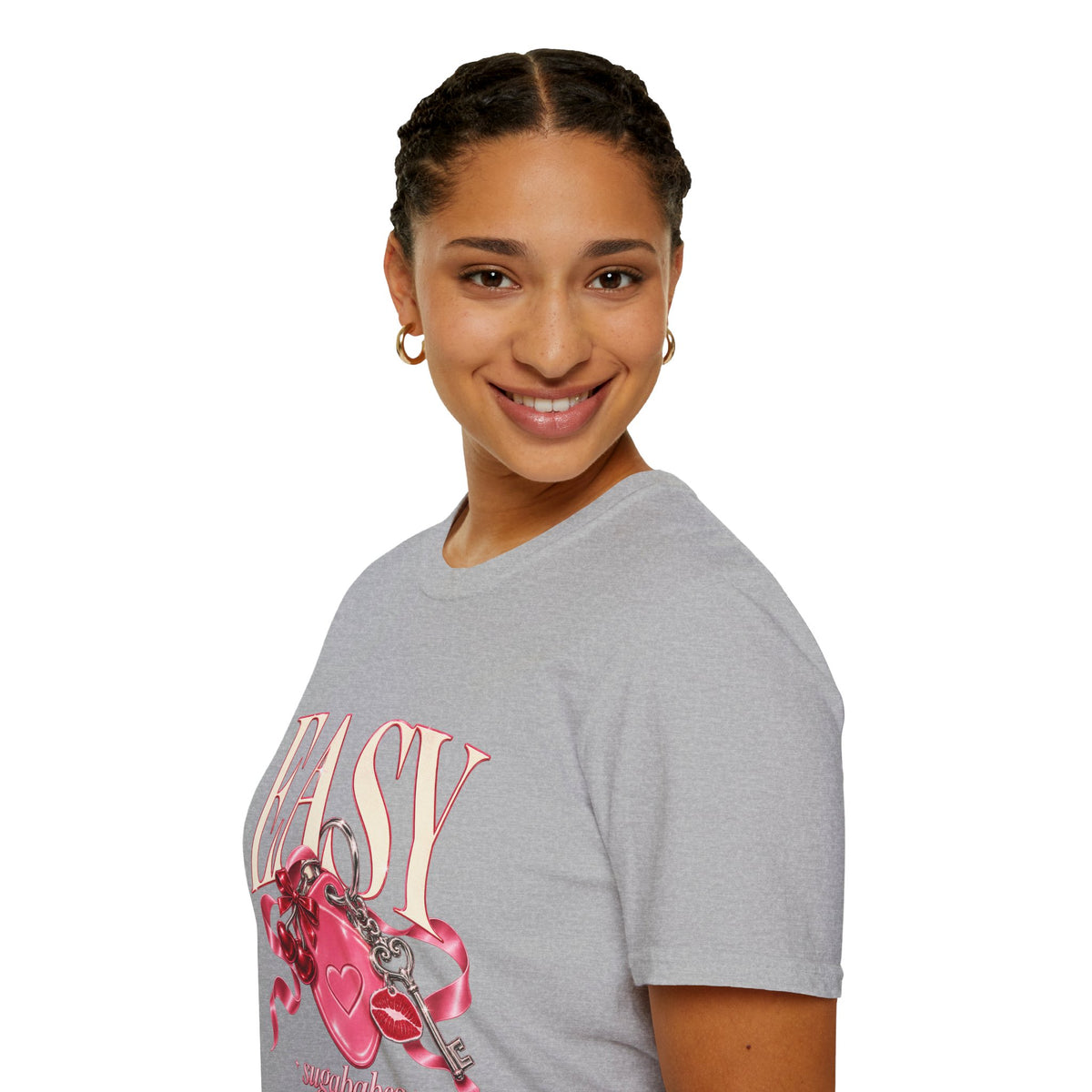 Sugababes | Easy Lockheart Pink Key & Heart Graphic T Shirt