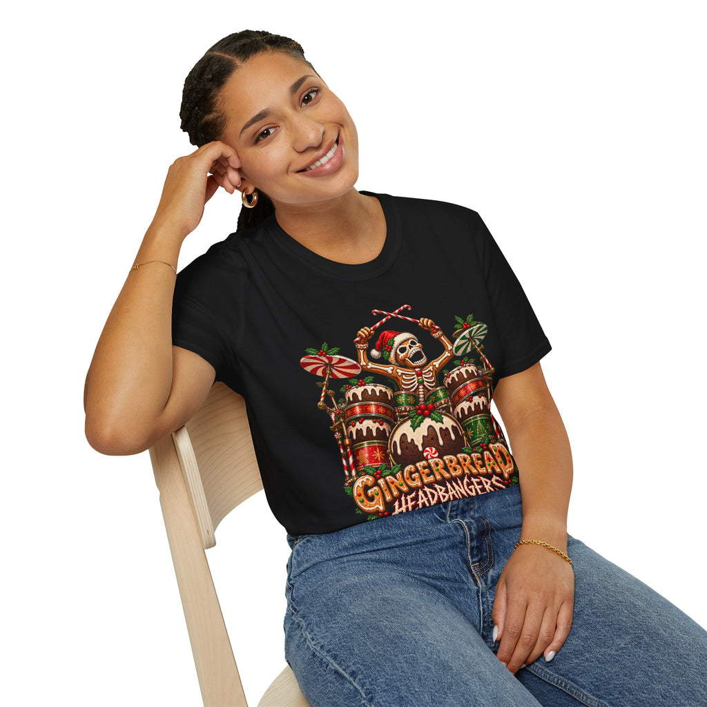 Gingerbread Headbangers | Drummer Christmas T-Shirt
