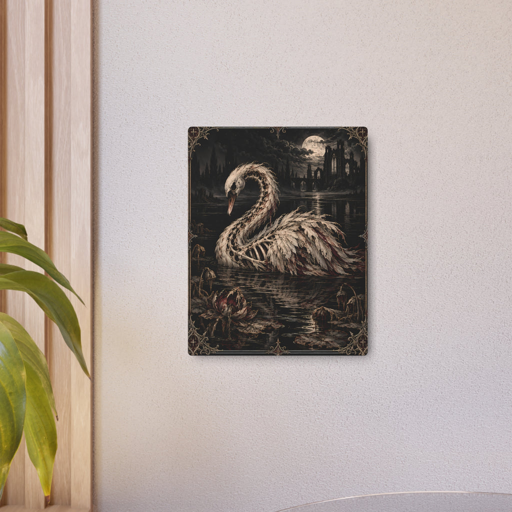 Metal Art Sign | Skeletal Swan | Occult Wall Art