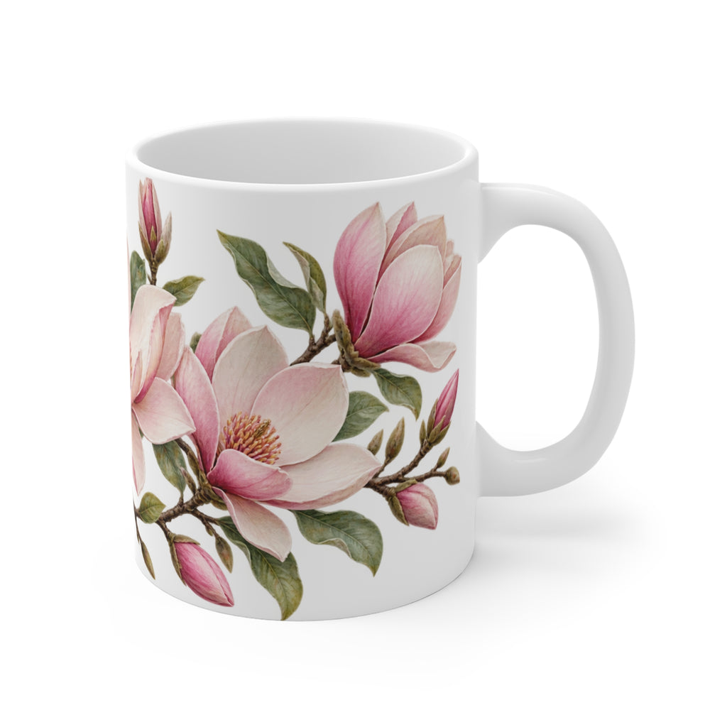 Pastel Pink Magnolia Mug | Elegant Floral Design