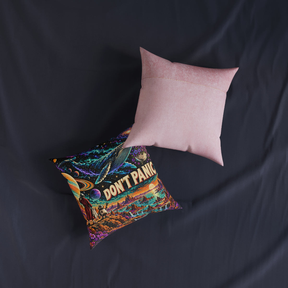 Don't Panic Sci Fi Space Whale Cushion | Decorative Sofa Pillow