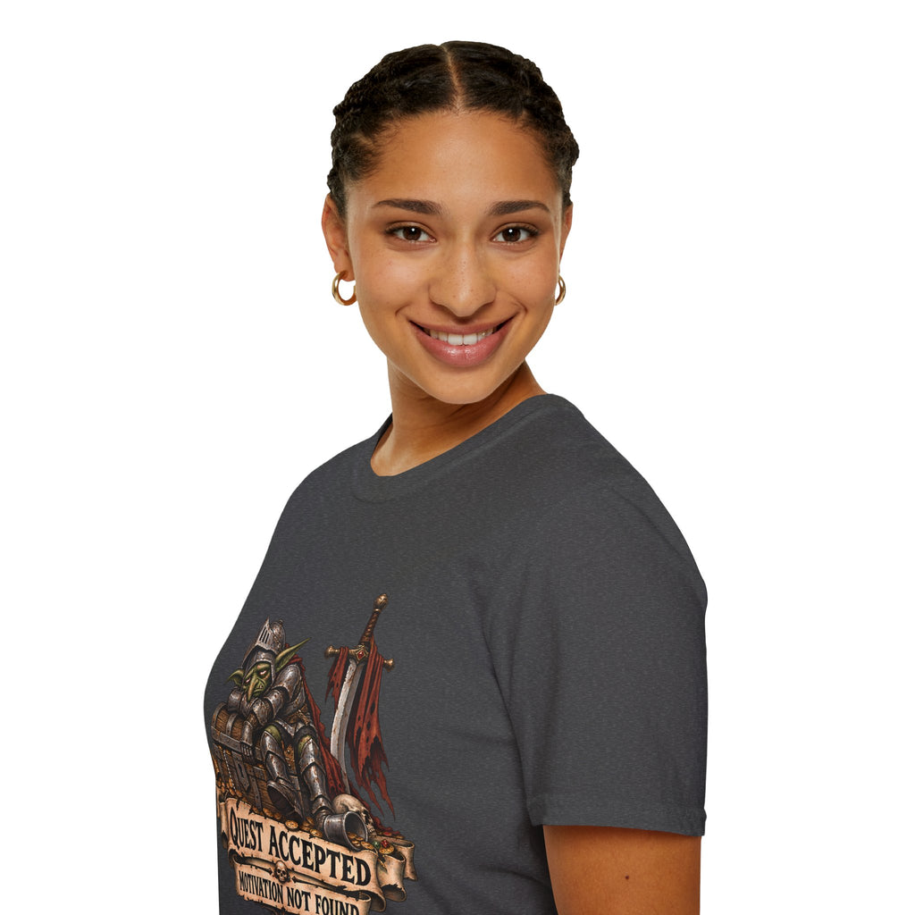 Quest Accepted T‑Shirt | Fantasy Gamer Tee (Motivation Not Found)