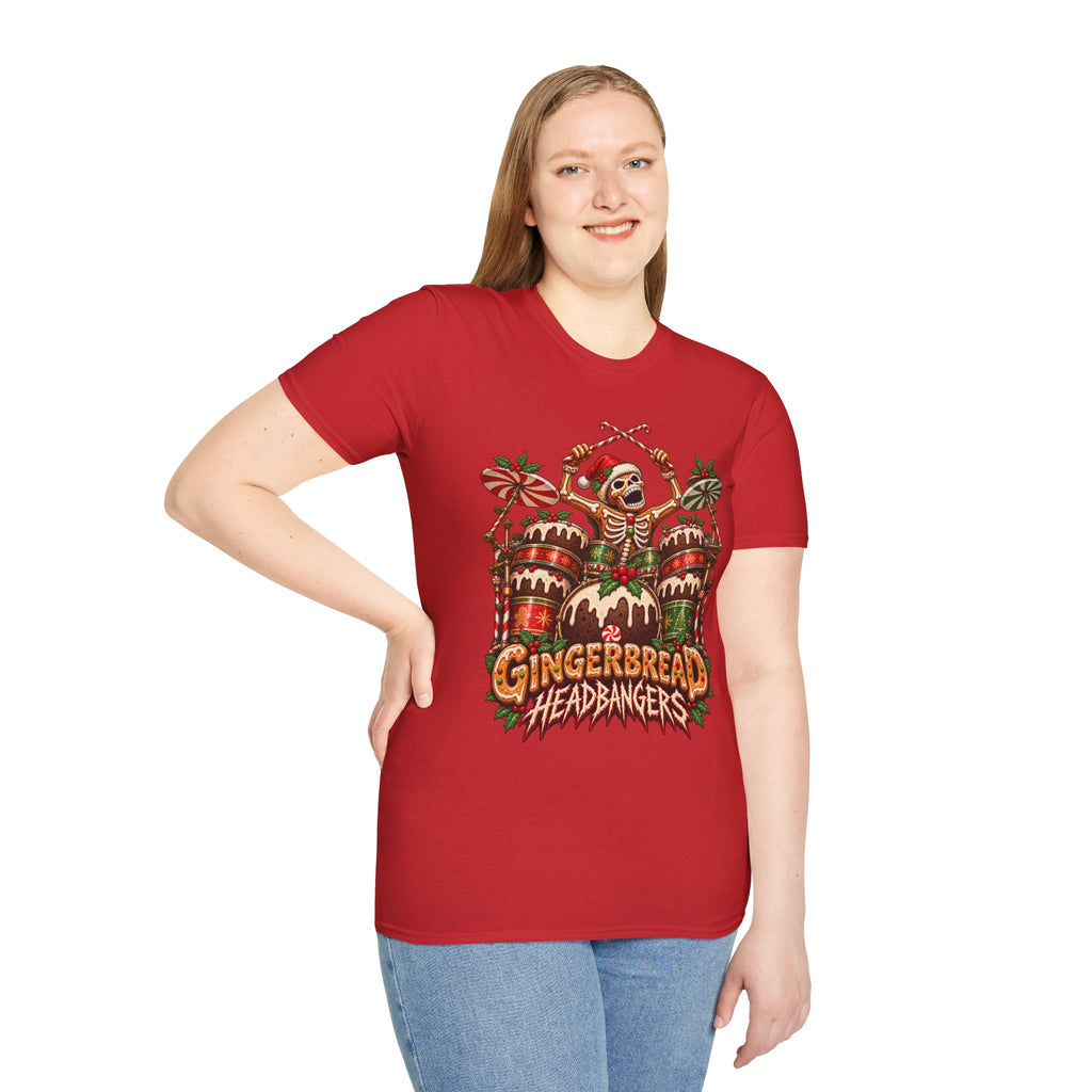 Gingerbread Headbangers | Drummer Christmas T-Shirt