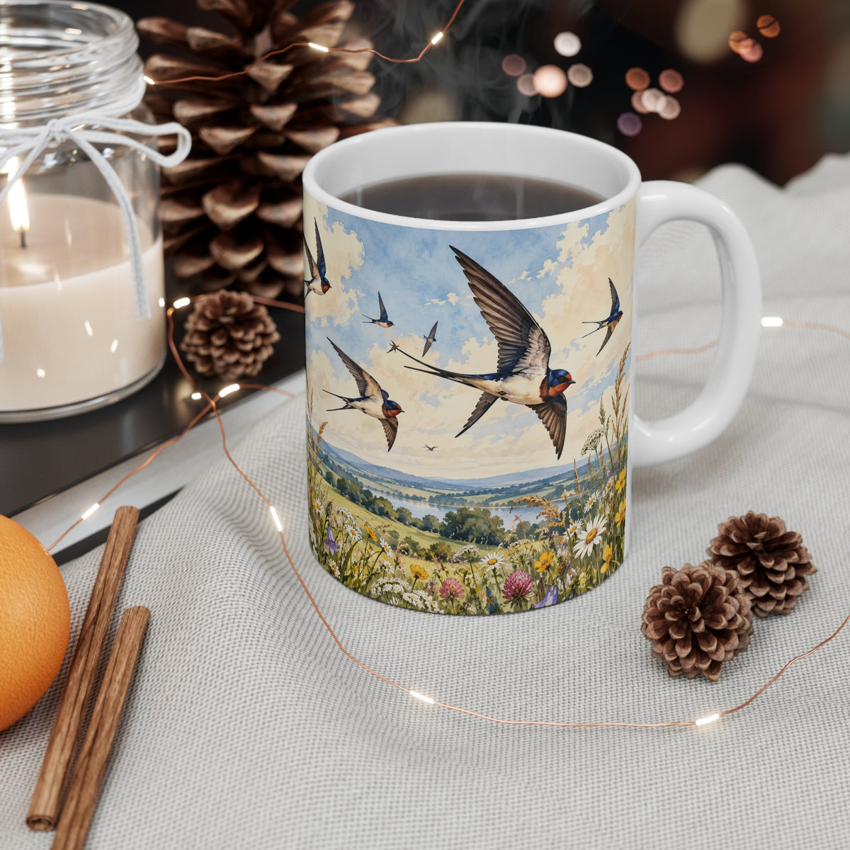 Swallows In Flight | Bird Watcher Coffee Cup Gift (11oz)
