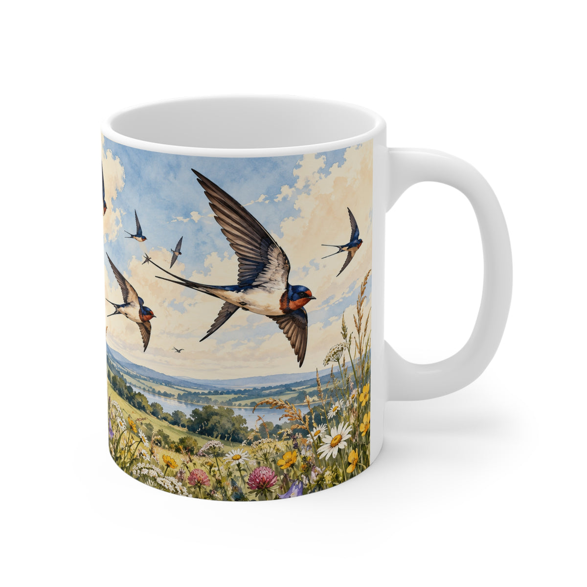Swallows In Flight | Bird Watcher Coffee Cup Gift (11oz)