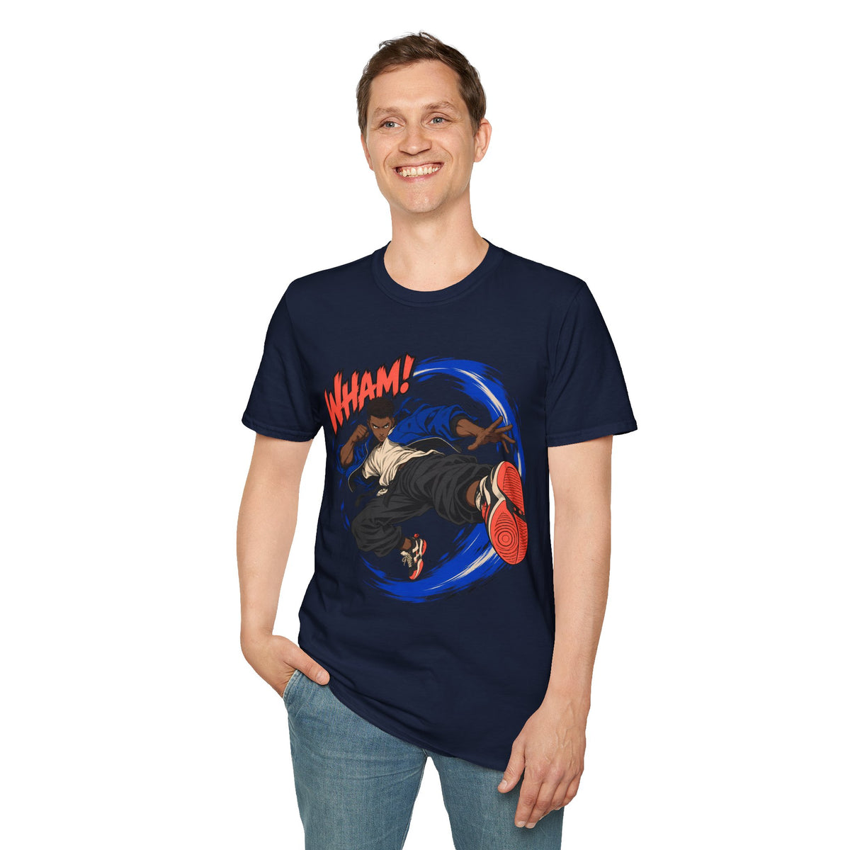 WHAM! | Anime Cartoon Ninja Kick Graphic T Shirt