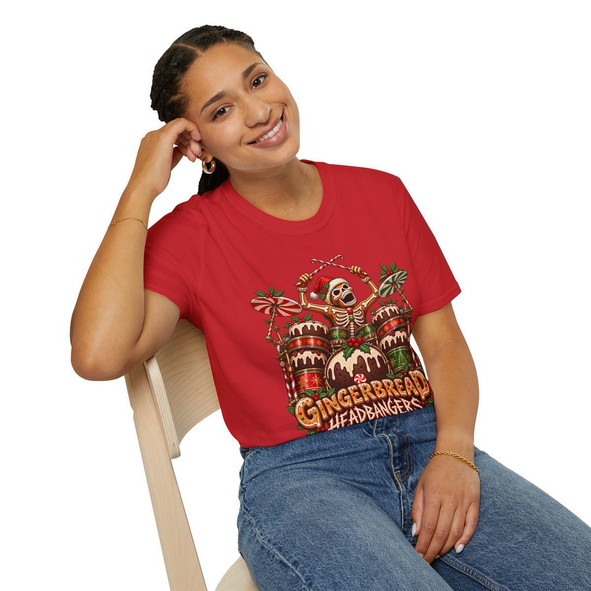Gingerbread Headbangers | Drummer Christmas T-Shirt