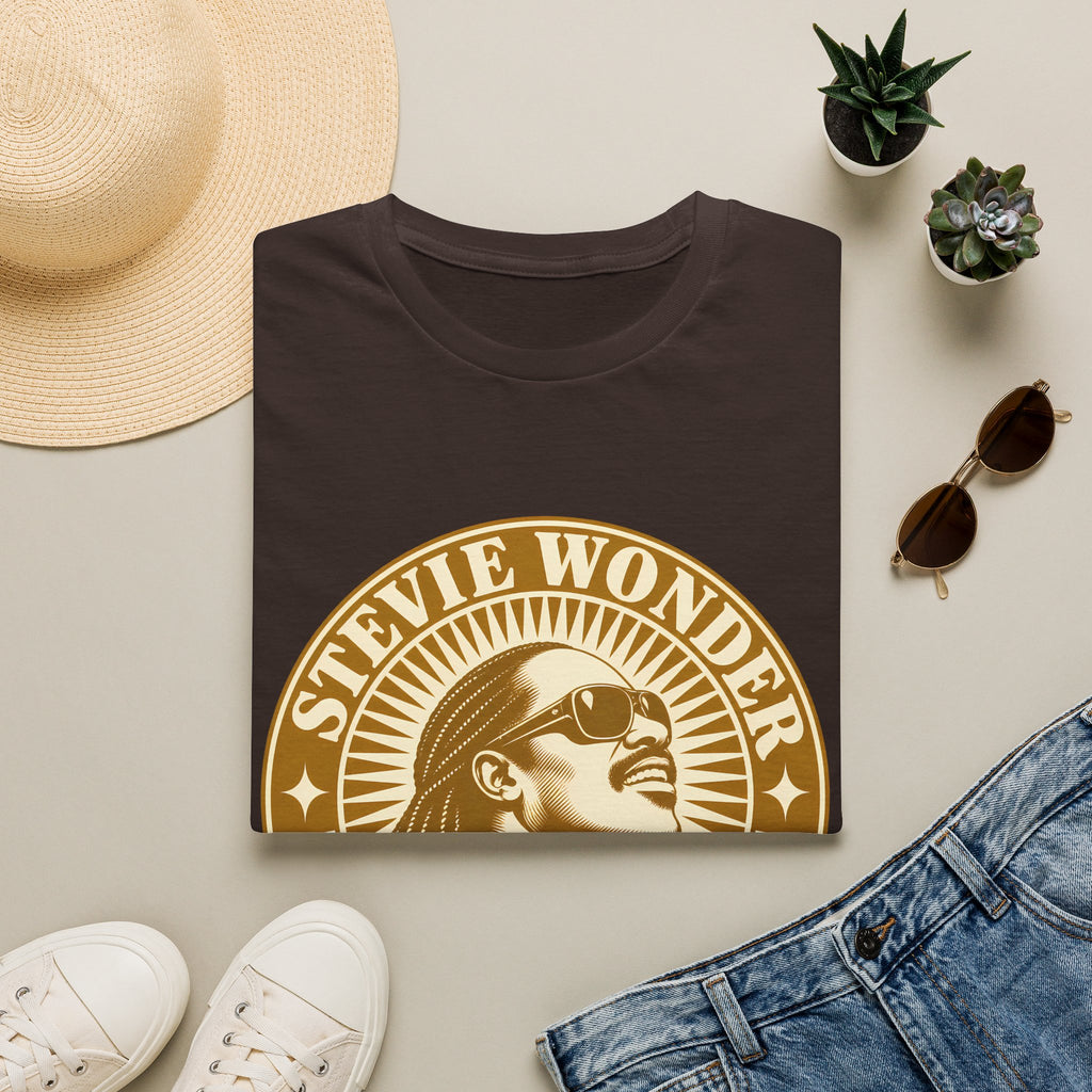 Stevie Wonder Graphic T-Shirt - Vintage Gold Portrait Tee