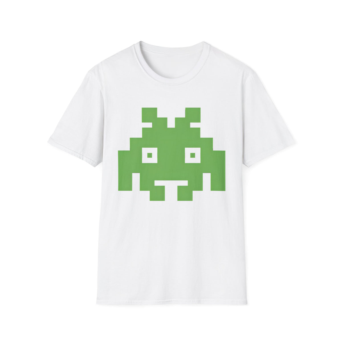 Retro Pixel Alien Tee — Green 8-Bit Gamer Graphic Shirt