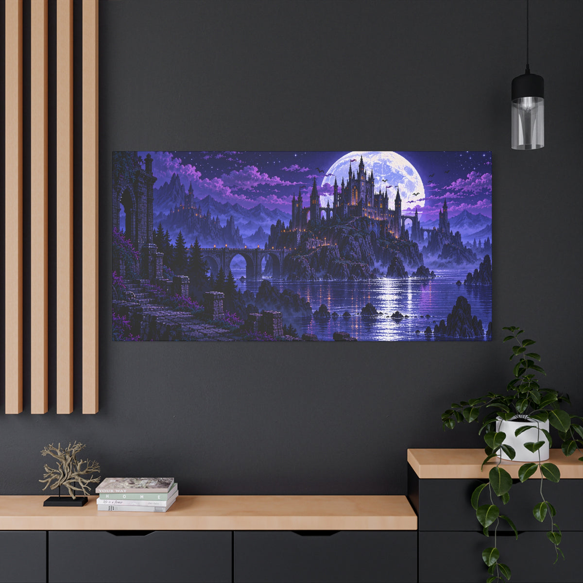 Gothic Castle Moonlight Fantasy Canvas Wall Art