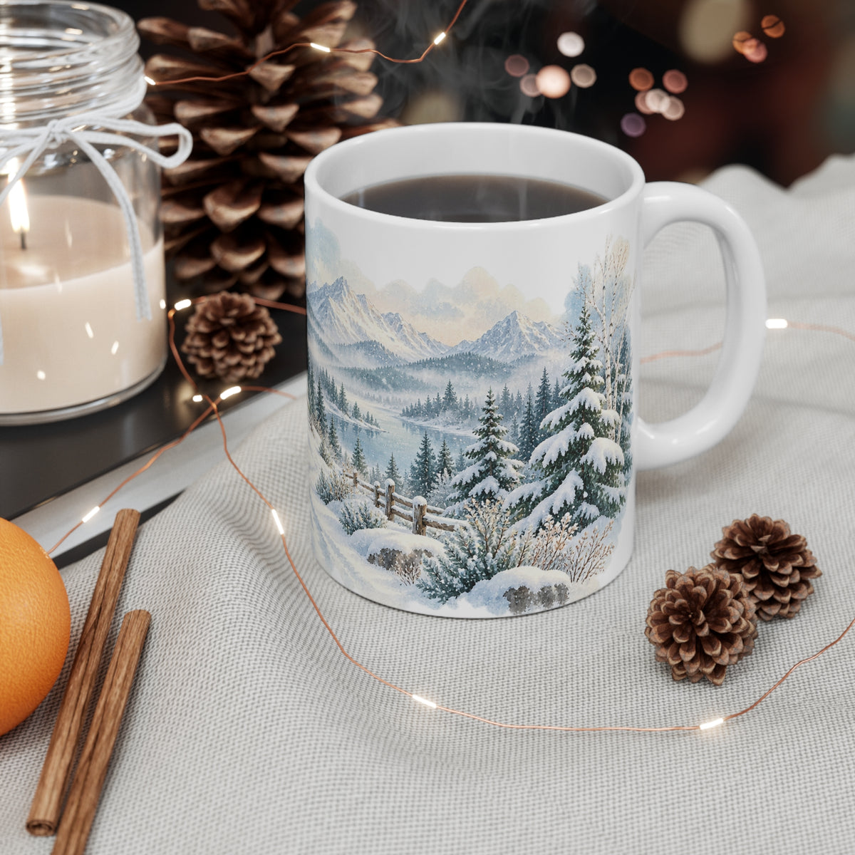 Snowy Forest Mug | Winter Wonderland Watercolour | Woodland Gift