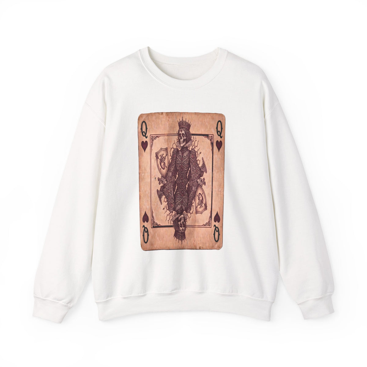 Queen of Hearts Playing Card Sweatshirt — Vintage Gothic Card Graphic