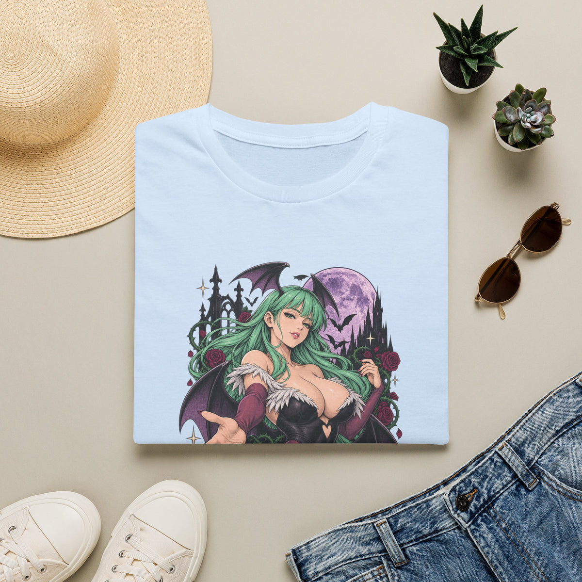 Morrigan | Sexy Succubus Pin Up Girl | Gothic Sorceress Halloween Gamer T-Shirt