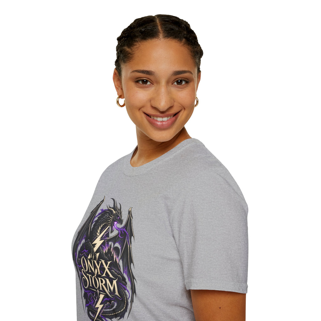 Onyx Storm Dragon T-Shirt | Book Inspired Gothic Lightning Fantasy Tee