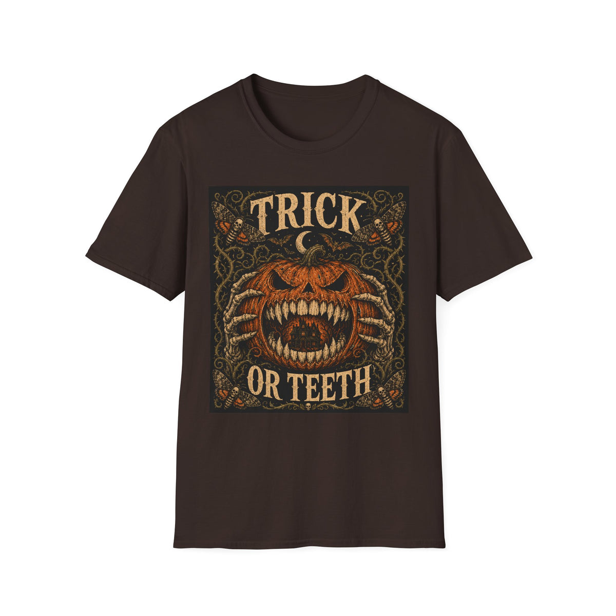 Halloween 'Trick or Teeth' T-Shirt — Vintage Scary Pumpkin Graphic