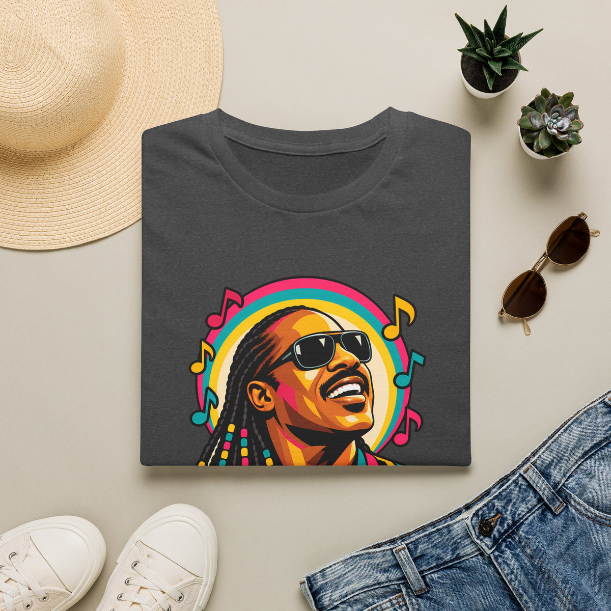 Stevie Wonder Life in Colour Music Legend Portrait T-Shirt