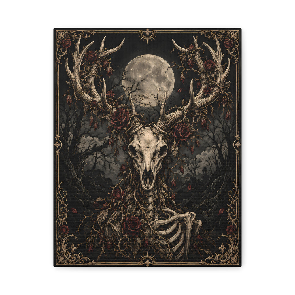 Canvas | Deer Skull Moonlit | Occult Wall Art