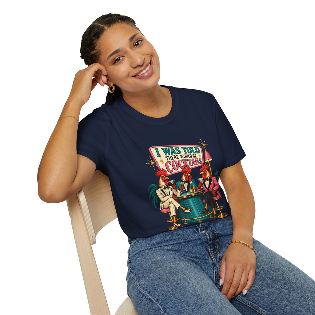 I Was Told There Would Be Cocktails T-Shirt | Retro Flamingo Bar Cocktail Tee