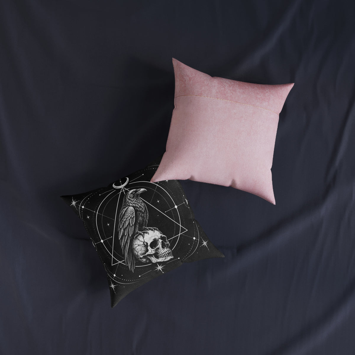 Raven Skull Gothic Moon Geometric Cushion | Decorative Sofa Pillow