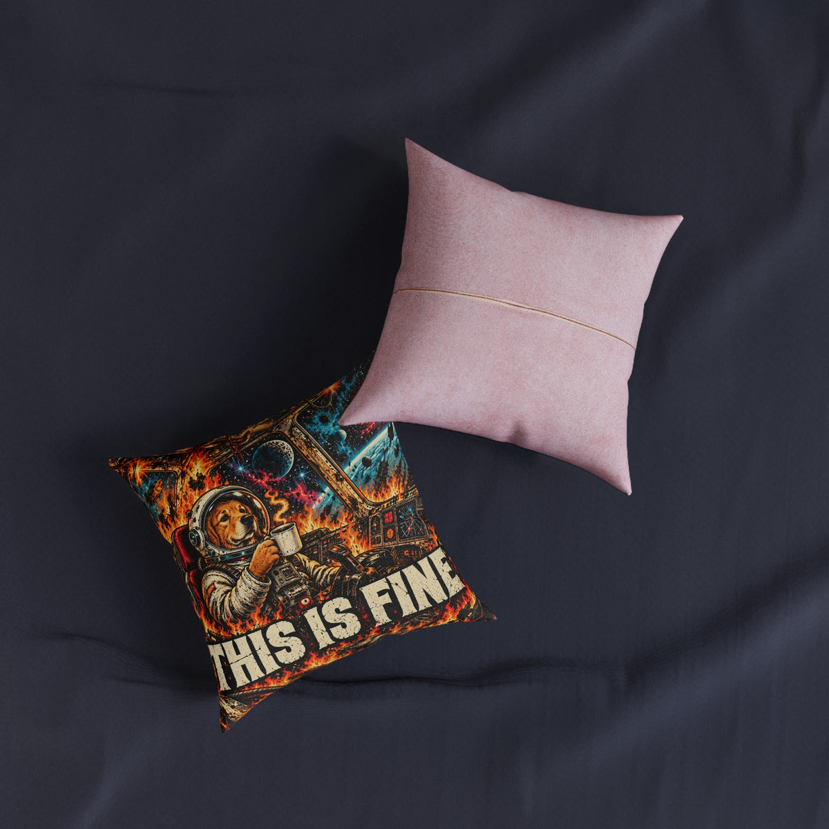 This Is Fine Funny Space Dog Meme Cushion | Decorative Sofa Pillow