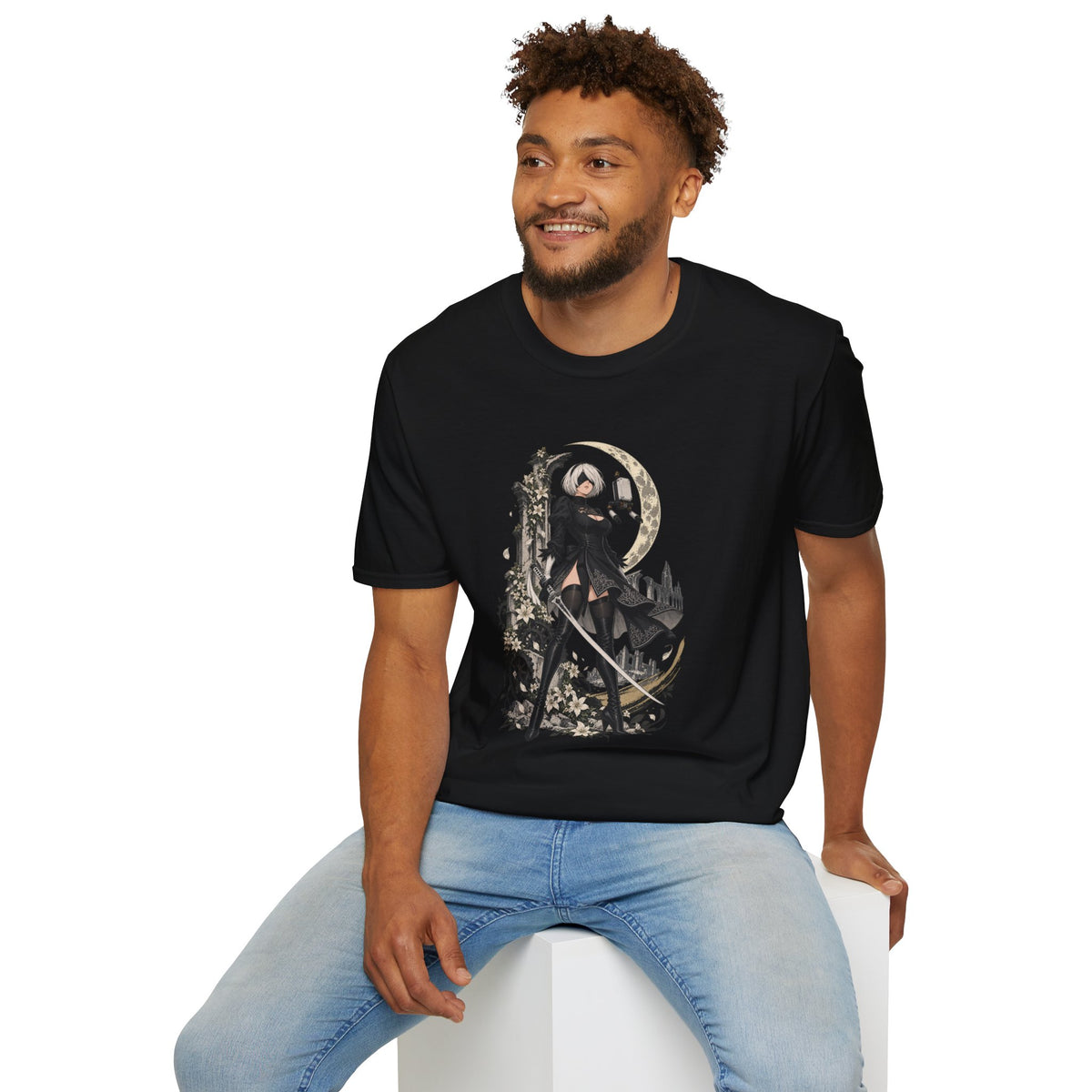 2B | Nie: Automata | Anime Gothic Warrior Moonlight Pin Up T-Shirt