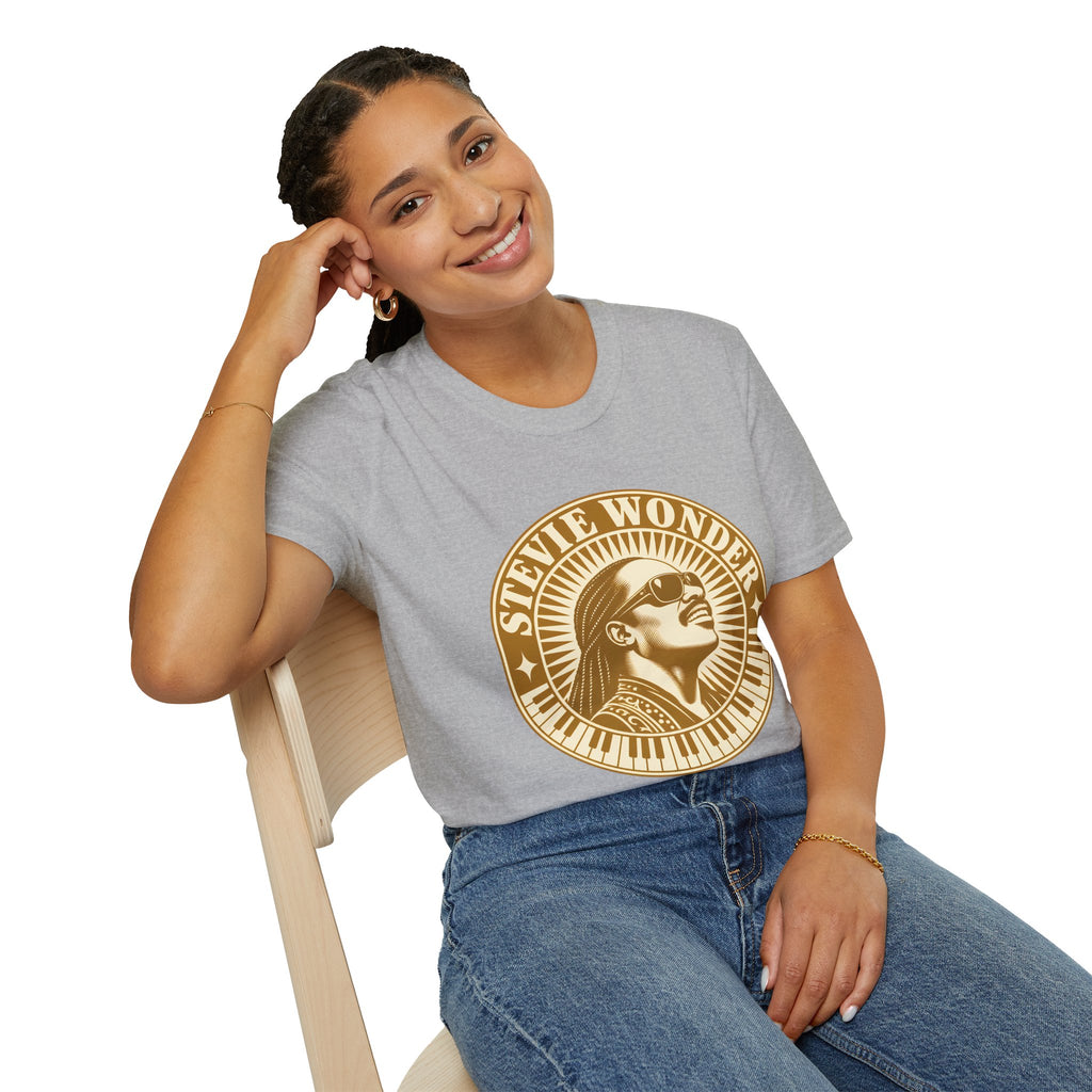 Stevie Wonder Graphic T-Shirt - Vintage Gold Portrait Tee