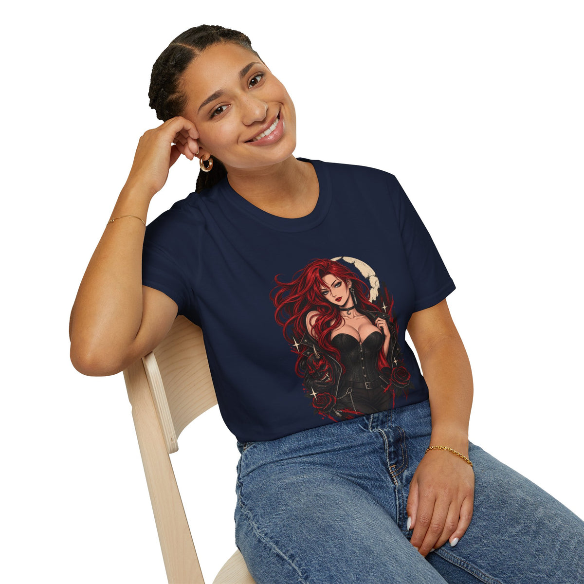 Crimson Dusk | Sexy Gothic Hannya Mask Pin up Woman T-Shirt