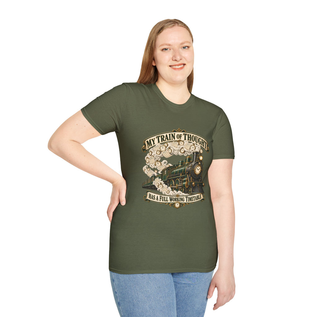 Train of Thought Vintage Steam Engine T-Shirt | My Train of Thought Has a Full Working Timetable